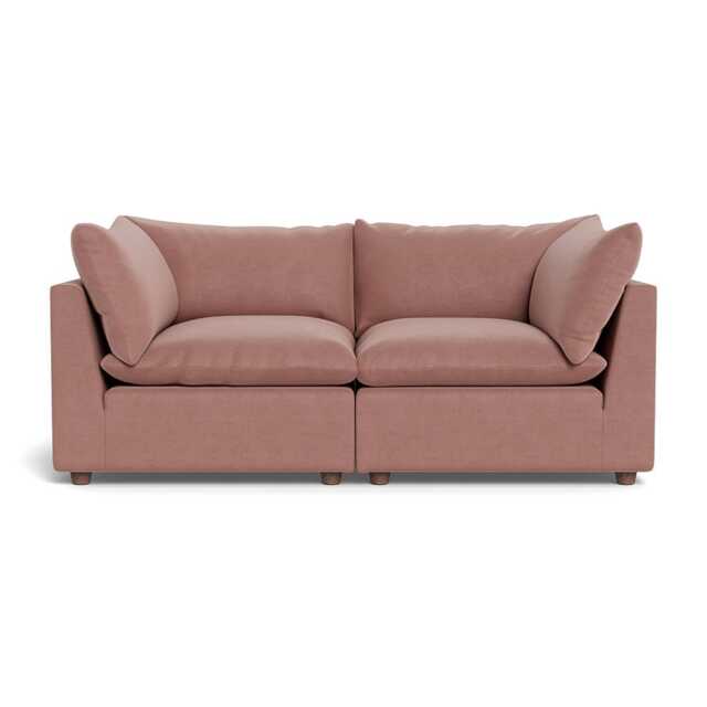 Heal's Astrid 3 Seater Sofa Smart Luxe Velvet Dusky Pink Walnut Stained Beech Feet