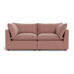 Heal's Astrid 3 Seater Sofa Smart Luxe Velvet Dusky Pink Walnut Stained Beech Feet