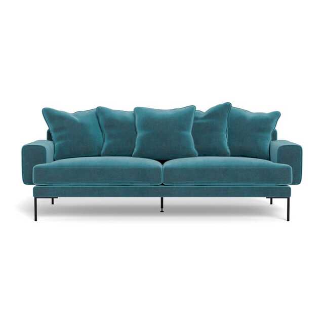 Heal's Torrington 4 Seater Sofa Smart Luxe Velvet Airforce Blue Black Feet