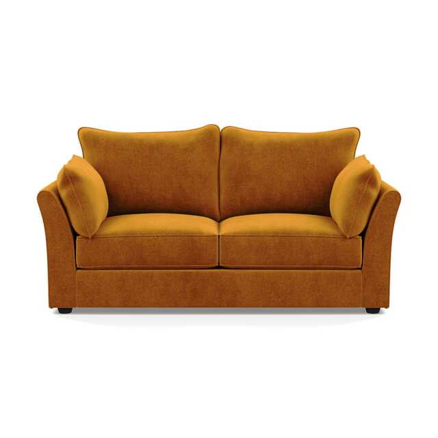 Heal's Tailor 3 Seater Sofa Smart Luxe Velvet Cognac Black Feet