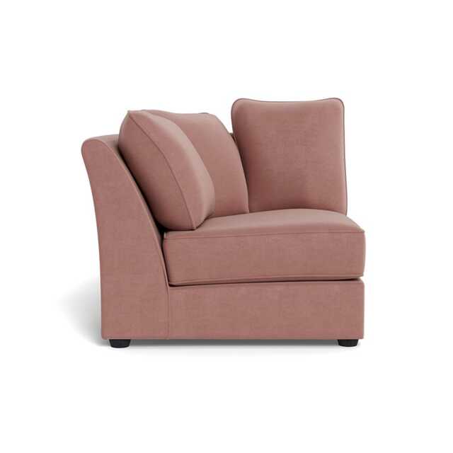 Heal's Tailor Curved Left Hand Facing Corner Unit Smart Luxe Velvet Dusky Pink Black Beech Feet
