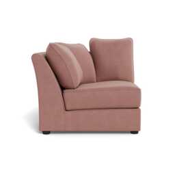 Heal's Tailor Curved Left Hand Facing Corner Unit Smart Luxe Velvet Dusky Pink Black Beech Feet