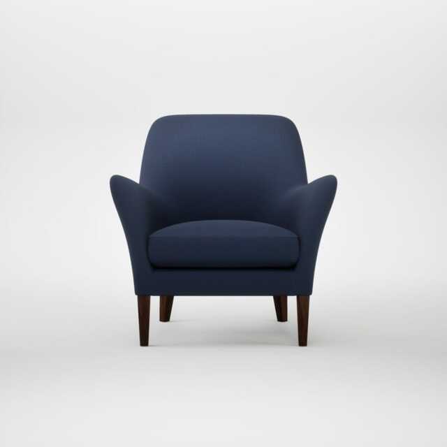 Heal's Wallis Armchair Smart Cotton Linen Indigo Walnut Stained Feet