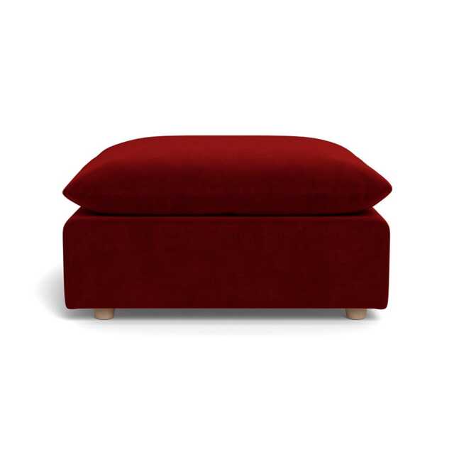 Heal's Astrid Ottoman Smart Luxe Velvet Mulberry Natural Beech Feet