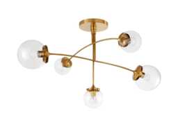 Visual Comfort Prescott Mobile Chandelier Pendant Light Soft Brass & Clear Glass Medium