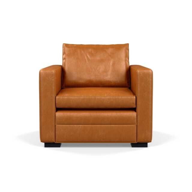 Heal's Palermo Armchair Stonewash Leather Toffee 277 Black Feet - image 1