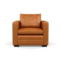 Heal's Palermo Armchair Stonewash Leather Toffee 277 Black Feet