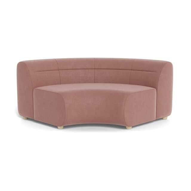 Heal's Lilli Curved Corner Unit Module Smart Luxe Velvet Dusky Pink Natural Beech Feet