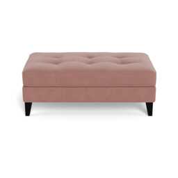 Heal's Mistral Footstool Smart Luxe Velvet Dusky Pink Black Beech Feet - thumbnail 1