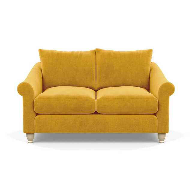 Heal's Devon 2 Seater Sofa Smart Luxe Velvet Canary Natural Feet - image 1