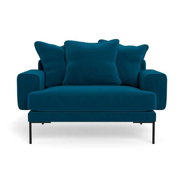 Heal's Torrington Loveseat Velvet Teal Black Feet - image 1