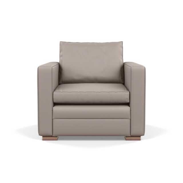 Heal's Palermo Armchair Leather Grain Light Grey 060 Brass and Walnut Feet - image 1
