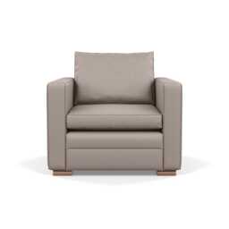 Heal's Palermo Armchair Leather Grain Light Grey 060 Brass and Walnut Feet - thumbnail 1