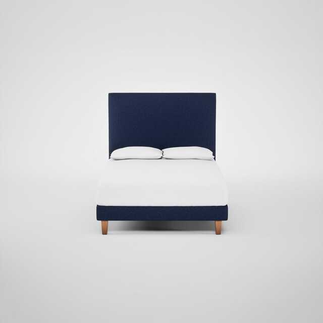 Heal's Shallow Divan Double Melton Wool New Navy Light Solid Wood Feet - image 1