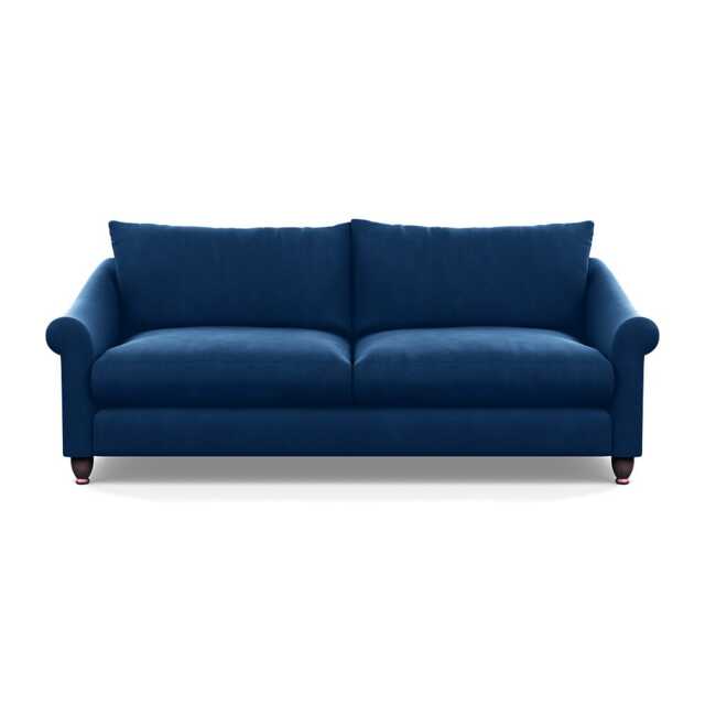 Heal's Devon 4 Seater Sofa Velvet Petrol Walnut Stained Feet