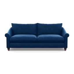 Heal's Devon 4 Seater Sofa Velvet Petrol Walnut Stained Feet