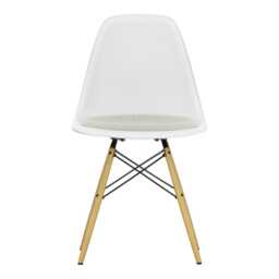 Vitra Eames DSW Side chair RE in Cotton White Hopsak 79 Warmgrey/iv, 02 Base, 05 glides