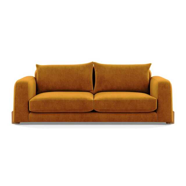 Heal's Nuvola 4 Seater Sofa Smart Luxe Velvet Cognac Natural Oak Feet