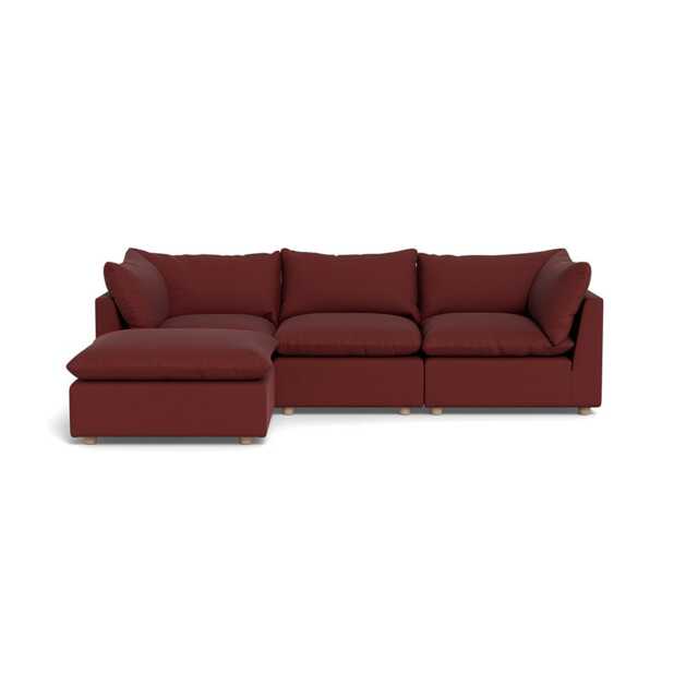 Heal's Astrid Left Hand Facing Corner Sofa Capelo Linen-Cotton Etruscan Red Natural Beech Feet