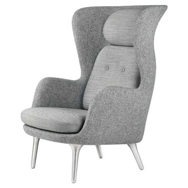 Fritz Hansen Ro Easy Chair Light Grey Aluminium Legs - image 1