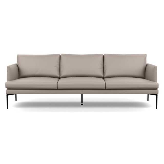 Heal's Matera 4 Seater Sofa Leather Grain Light Grey 060 Black Feet