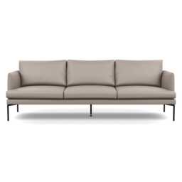 Heal's Matera 4 Seater Sofa Leather Grain Light Grey 060 Black Feet