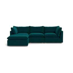 Heal's Astrid Left Hand Facing Corner Sofa Smart Luxe Velvet Ocean Natural Beech Feet