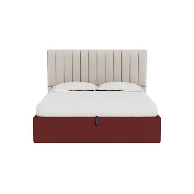 Heal's Lift Storage Divan Super King Capelo Linen-Cotton Etruscan Red Natural Feet