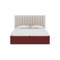 Heal's Lift Storage Divan Super King Capelo Linen-Cotton Etruscan Red Natural Feet