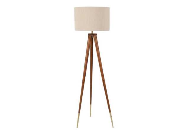Heal's Hawkins Wooden Tripod Floor Lamp with Shade Walnut Finish