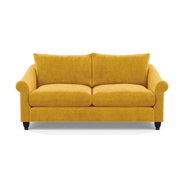 Heal's Devon 3 Seater Smart Luxe Velvet Canary Black Stain Beech Feet