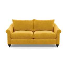Heal's Devon 3 Seater Smart Luxe Velvet Canary Black Stain Beech Feet