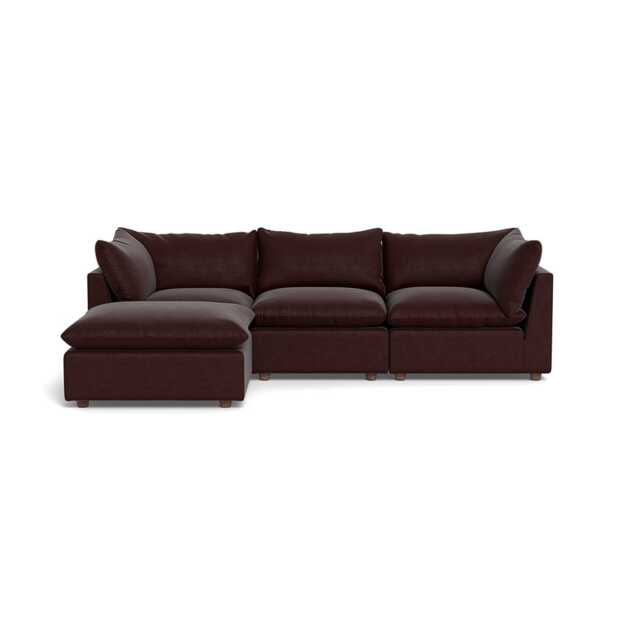 Heal's Astrid Left Hand Facing Corner Sofa Smart Luxe Velvet Acorn Walnut Stained Beech Feet