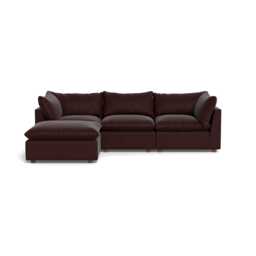 Heal's Astrid Left Hand Facing Corner Sofa Smart Luxe Velvet Acorn Walnut Stained Beech Feet