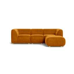 Heal's Lilli Right Hand Facing Corner Sofa Smart Luxe Velvet Cognac Natural Beech Feet