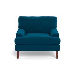 Heal's Stanton Armchair Velvet Teal Walnut Stained Feet