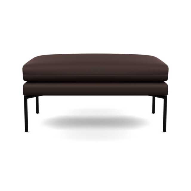 Heal's Matera Large Ottoman Leather Grain Chocolate 066 Black Feet