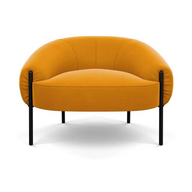 Heal's Isola Armchair Nobilis Velvet Mustard Black Feet