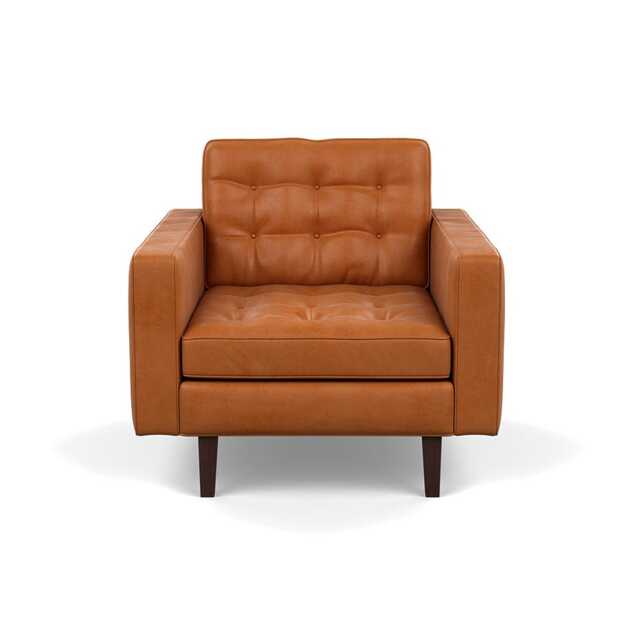 Heal's Hepburn Armchair Daino Leather Treacle Black Feet