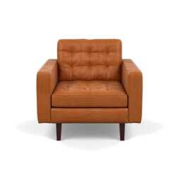 Heal's Hepburn Armchair Daino Leather Treacle Black Feet