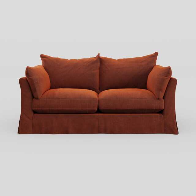 Heal's Tailor Loose Cover 3 Str Sofa Velvet Russet Natural Beech Feet