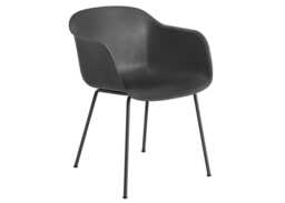 Muuto Fiber Armchair Tube Base Normal Shell Black/Black