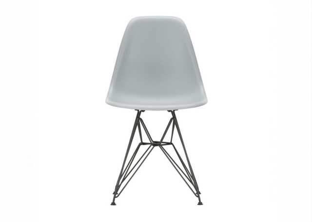 Vitra Eames DSR Chair Light Grey Basic Dark Powder Coated Base 04 Glides