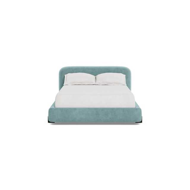 Heal's Nuvola Double Bed Smart Luxe Velvet Mineral Blue Black Painted Oak Feet
