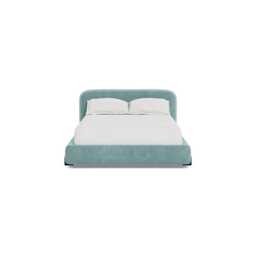 Heal's Nuvola Double Bed Smart Luxe Velvet Mineral Blue Black Painted Oak Feet