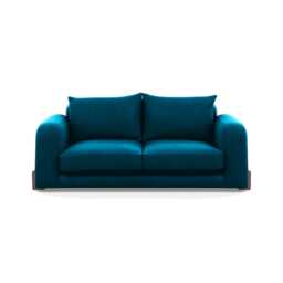 Heal's Nuvola 3 Seater Sofa Velvet Teal Walnut Stained Feet
