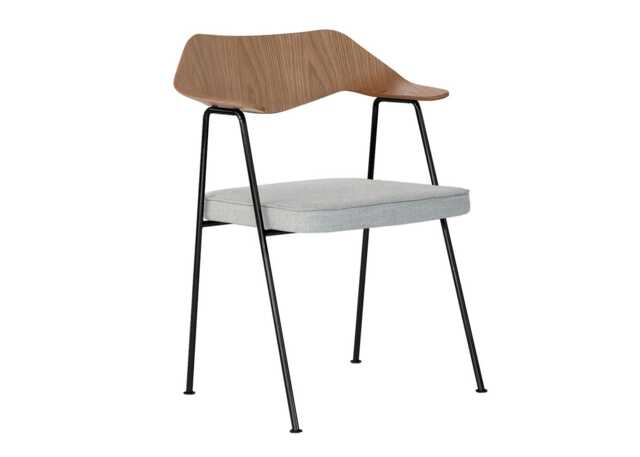 Case 675 Chair Oak Light Grey Seat Black Legs - image 1