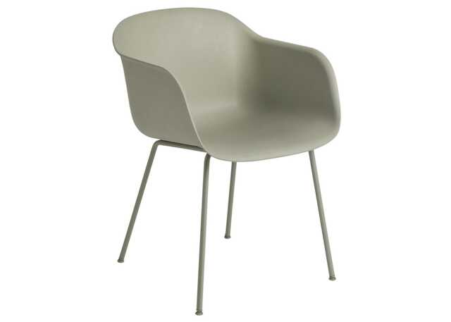 Muuto Fiber Armchair Tube Base Normal Shell Dusty Green
