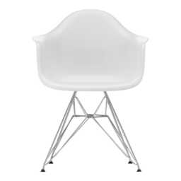 Vitra Eames DAR Armchair RE in Cotton White 01 Chrome Base 05 Glides - thumbnail 1