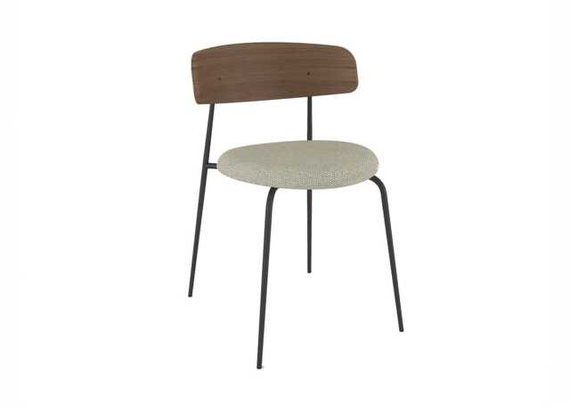 Paul Rogers Cover Metal Chair Dark Walnut Back Pad-06 Beige
